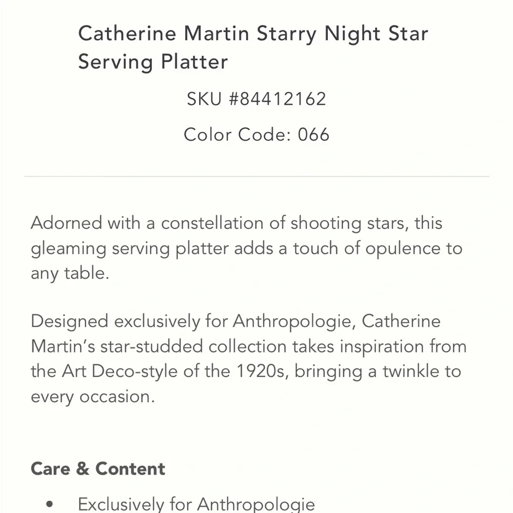24KGold Starry Night serving platter Catherine Martin - Picture 5 of 7